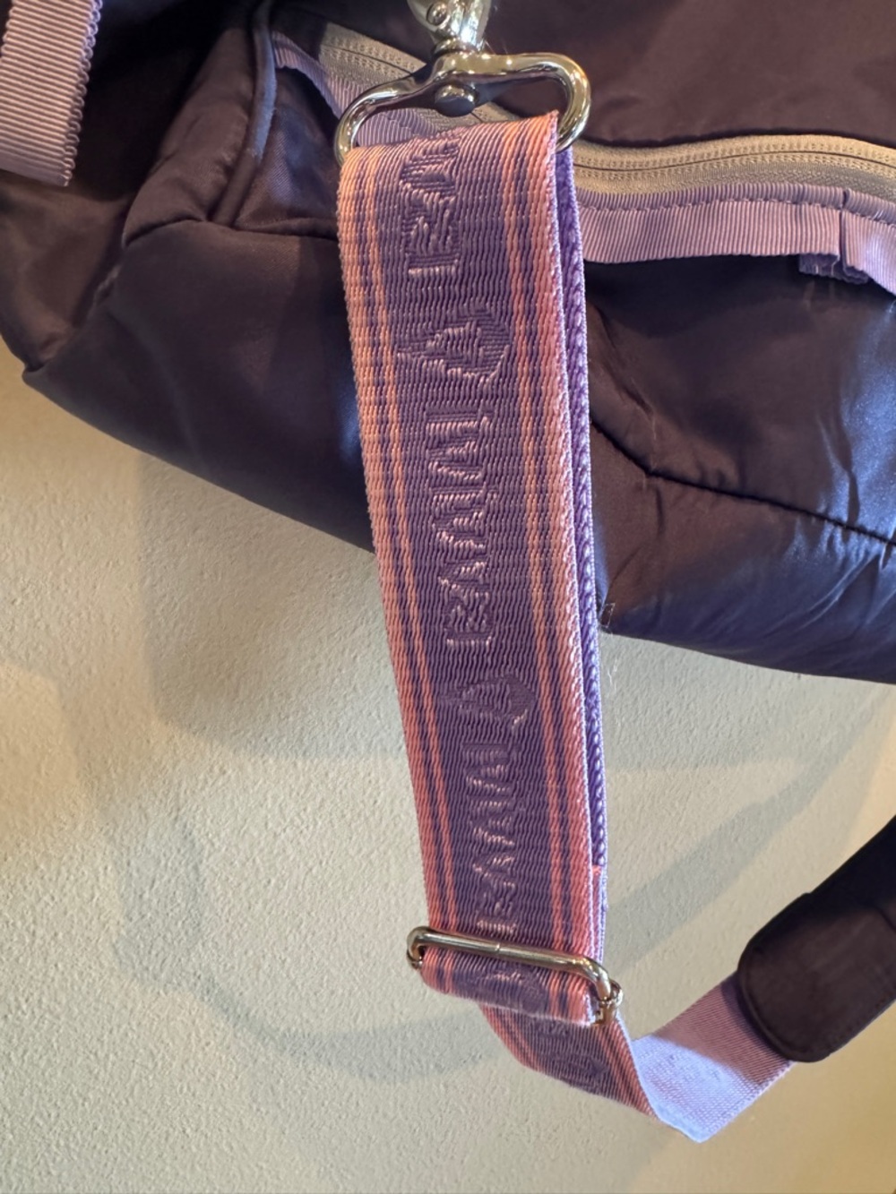 ivivva by Lululemon "Got Game" duffle bag. dark purple color with pink strap - Picture 2 of 12